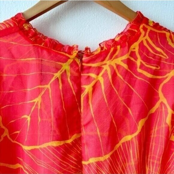 Marchesa Notte Printed Ruffled Tiered Tulle Midi Dress - Picture 9 of 10